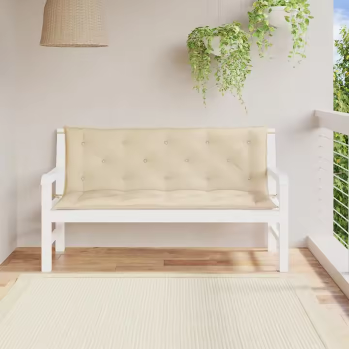 Cojines de banco de jardín 2 uds tela Oxford beige 150x50x7 cm - 1
