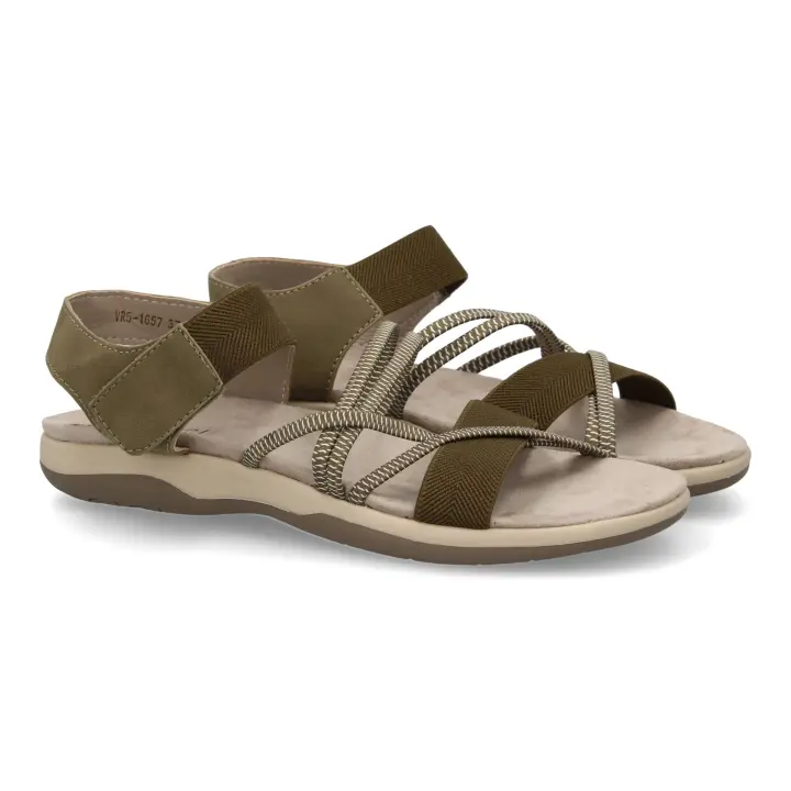 PuntoSalao Sandalias planas cómodas para mujer color verde VR5-1657 - 1