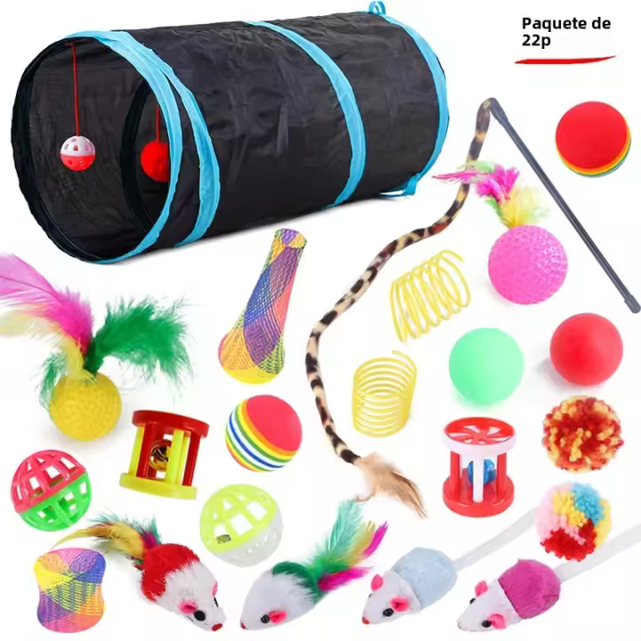 Juguetes Para Gatos Túnel Plegable En Forma De Ratón Con Bolas De Simulación De Pescado Diversión Para Gatos Y Gatitos - 1
