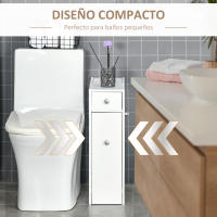 HOMCOM Armario Auxiliar de Baño Mueble de Baño Estrecho con 2 Cajones y Compartimiento Superior con Tapa para Lavabo Ducha 17x48x58 cm Blanco - details 3