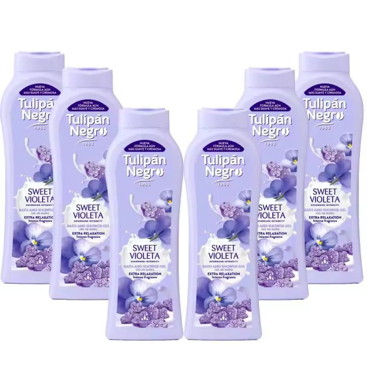 Gel de Baño Tulipán Negro Sweet Violeta 6x650 ml - Hidratación y Fragancia Duradera, Cuida tu Piel - 1