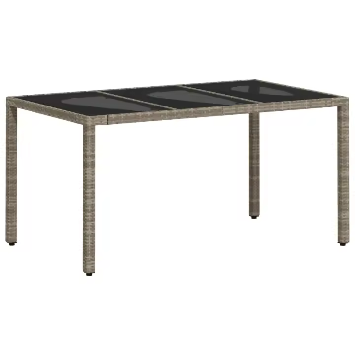 Mesa de Jardín superficie De Vidrio Ratán PE gris 150x90x75 cm - 1