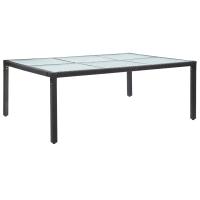 vidaXL Mesa de comedor de jardín ratán sintético 200x150x74 cm en color Gris/Negro | estructura resistente ideal para salón dormitorio o estudio - details 1