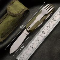 Juego De Comedor Multifuncional 7 En 1 De Acero Inoxidable Plegable Para Camping Viajes Picnics Con Taza De Agua Incluida - details 1