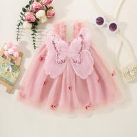 Vestido De Princesa Para Niñas Con Alas De Mariposa Y Tirantes Colgantes Vestido De Malla Lindo Para Verano Adecuado Para Niñas De 0-3 Años Estilo Cute Material Poliéster - details 1