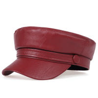 Gorro Militar De Cuero PU Para Mujeres Moda Otoño Invierno Beret Plano Casual Unisex Para Exteriores Y Pintores - details 8