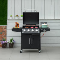 Barbacoa de gas con 3 quemadores, 3 kW Cadda one, Carro de barbacoa Móvil, Red de Parrilla, Mesa lateral, 132,4 cm x 55 cm x 109 cm - details 0