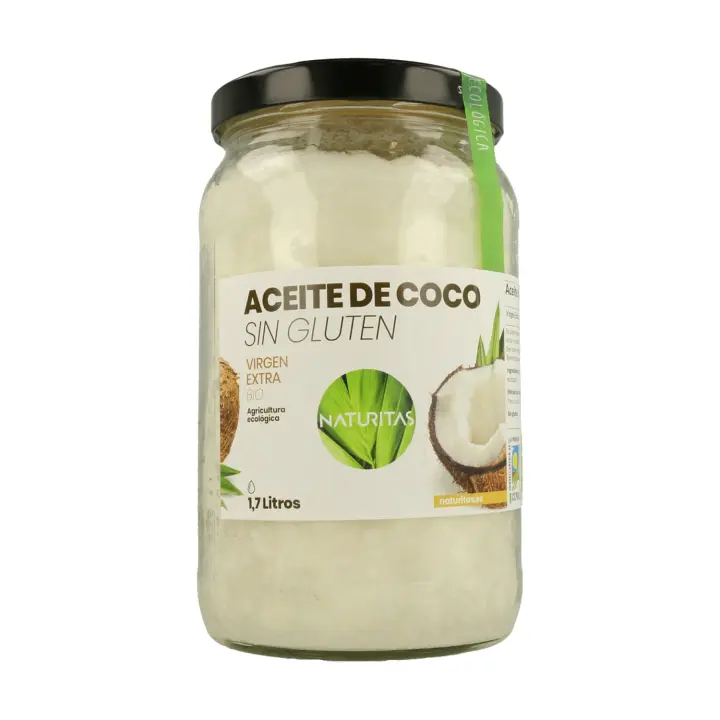 Aceite de Coco bio Sin Gluten 1,7L NATURITAS  Nutritivo e Hidratante  Ideal para cocinar  Aceite de coco virgen extra - 1