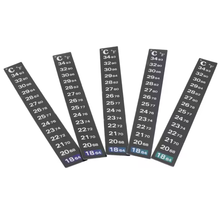 Termómetro Adhesivo Para Acuario Escala Dual 18-34℃ & 64-93℉ Pared De Tanque De Peces Autoadhesivo Tamaño 13*1.8cm Pack De 5/10/20 - 1