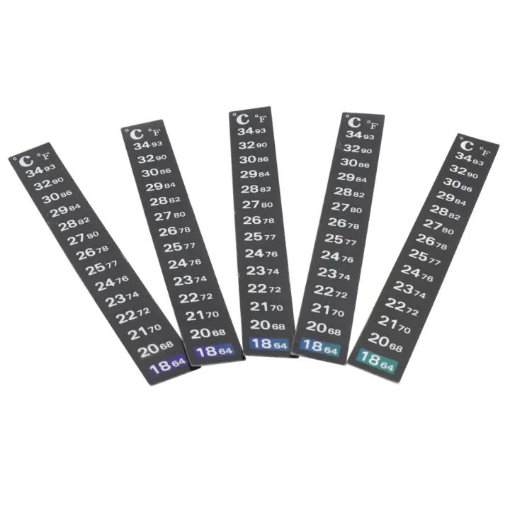 Termómetro Adhesivo Para Acuario Escala Dual 18-34℃ & 64-93℉ Pared De Tanque De Peces Autoadhesivo Tamaño 13*1.8cm Pack De 5/10/20 - 1