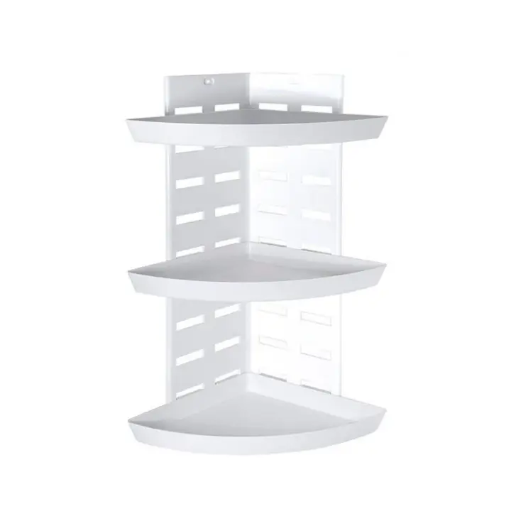 Rinconera de Ducha 3 Alturas, Estantería de baño ,Estructura de Plástico Resistente, Fácil Montaje, 24,5x24,5x50 cm - 1