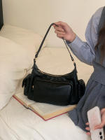Bolso De Hombro Retro Negro Para Mujer Estilo Punk Motociclista Bolso De Mano PU Con Forro De Poliéster Bolsa De Commuting - details 1
