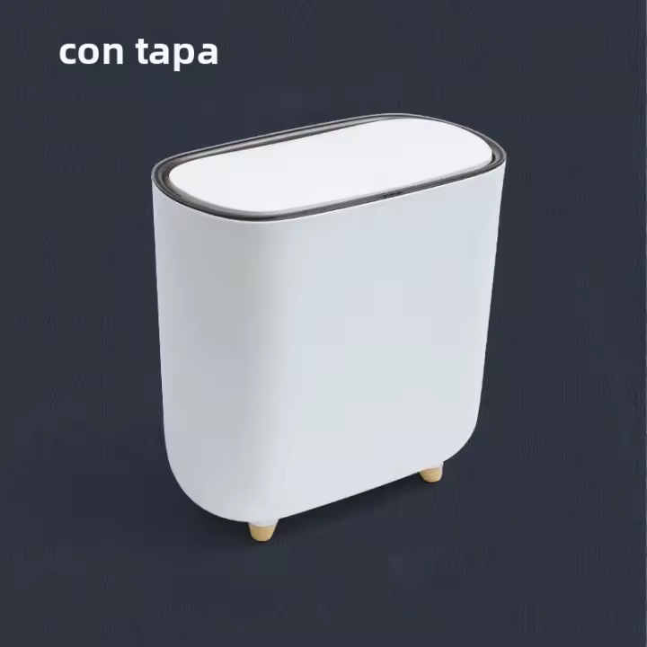 Basurero De Baño En Forma Angular Con Tapa Basurero De Cocina a Prueba De Olores Recipiente De Basura Cubierto Papelera De Lado De Inodoro - 1