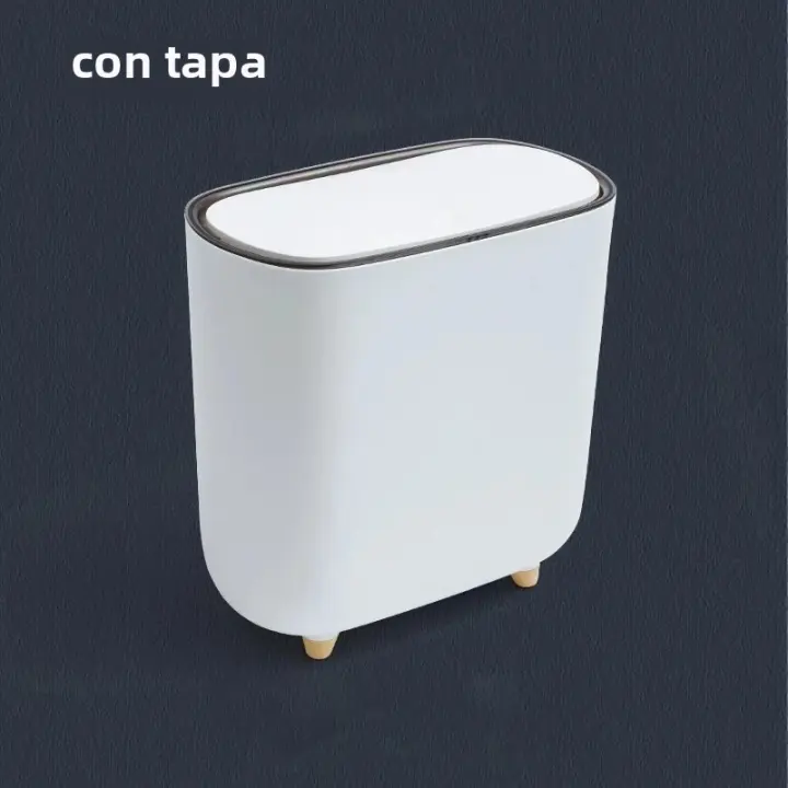 Basurero De Baño En Forma Angular Con Tapa Basurero De Cocina a Prueba De Olores Recipiente De Basura Cubierto Papelera De Lado De Inodoro - 1