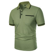 Camisa Polo Para Hombre De Manga Corta Color Sólido Casual Verano Transpirable Suelta Con Bolsillos Top Basic Splice Trendy - details 19