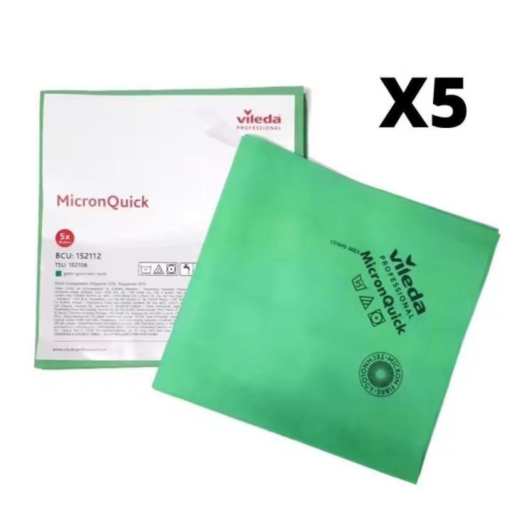 Bayeta de Microfibra Vileda Micronquick Verde - Ideal para preimpregnación y limpieza en seco/húmedo - 1