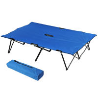 Outsunny Cama de Camping Plegable Cama de Acampada con Bolsa de Transporte y Marco Metálico Carga 136 kg para Playa Senderismo 193x125x40 cm Azul - details 3