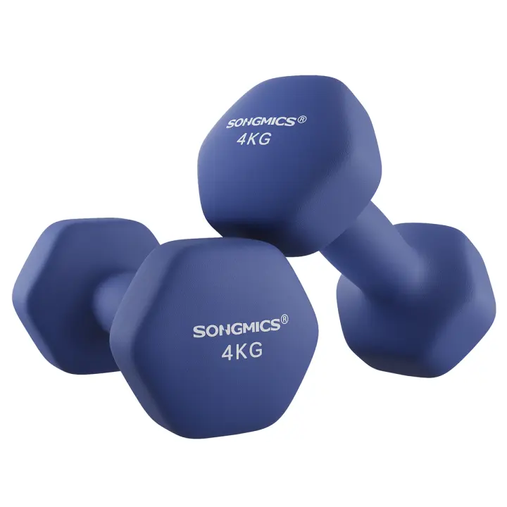 SONGMICS Juego de 2 Mancuernas, Mancuernas Hexagonales con Superficie de Vinilo, para Fitness, Ejercicio, Entrenamiento, para Gimnasia en Casa,Azul Puerto - 1
