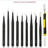 Juego De Pinzas De Precisión Antiestáticas De Acero Inoxidable Herramientas De Reparación Profesionales Para Electrónica 10pcs - details 3
