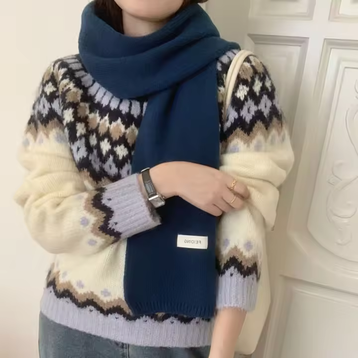 Bufanda Clásica Elegante Para Mujer Invierno Suave Térmica Versátil Coreana Pareja Estudiante Tejida Cálida Femenina Chaqueta Hombre - 1
