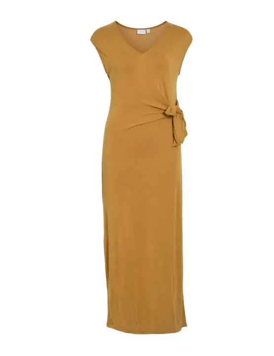 Vestido Vila Modala maxi mostaza lazo para mujer - 1