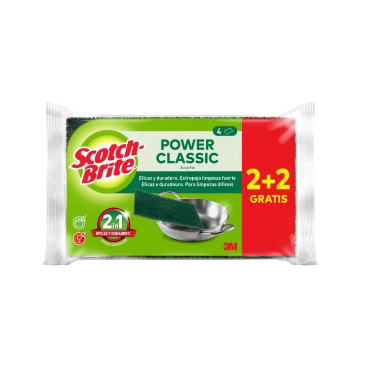 Scotch-brite classic pack of 4 kitchen scourers - promotion 2 + 2 free - dark green color