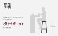 VASAGLE Taburete de bar, Juego de 2, Sillas de Bar, Sillas de Cocina con Estructura de Metal, FÁcil Montaje, con ReposapiÉs, para Cocina, SalÓn, Comedor, Beige Roble y Blanco Clásico/Greige y Negro/Negro Ébano y Negro Clásico - details 1