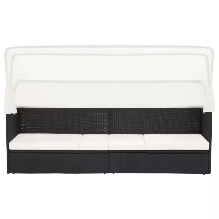 vidaXL Sofá de jardín con dosel ratán sintético Gris, Negro, Negro y blanco Sillas de Exterior Ideal para jardín, playa, piscina, terraza Tumbona Piscina Tumbonas Playa Tumbonas Jardín Exterior - 1