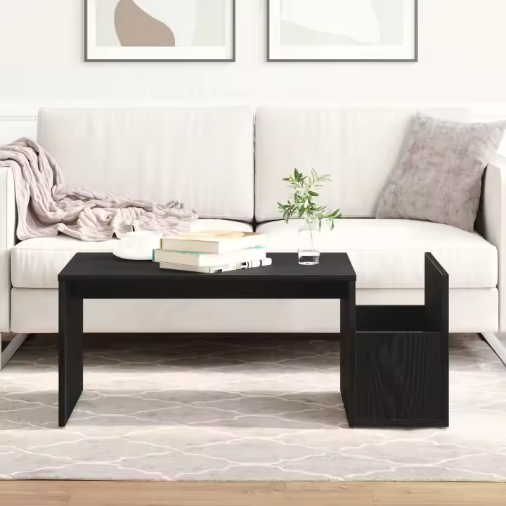Mesa de café vidaXL Negra de Roble 90x45x35 cm de Madera Ingenierizada - 1