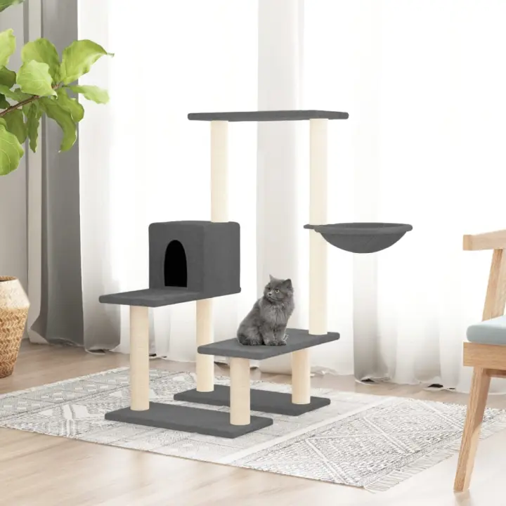 vidaXL Rascador para gatos con postes de sisal 94,5 cm Color Crema,  Gris claro,  Gris oscuro y mas - 1