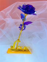 Regalo Creativo De Día De San Valentín Rosa De Oro 24K Duradera Decoración De Boda Iluminación De Flores Eterna Amarillo Y Rojo Para Aniversarios Cumpleaños Bodas - details 18