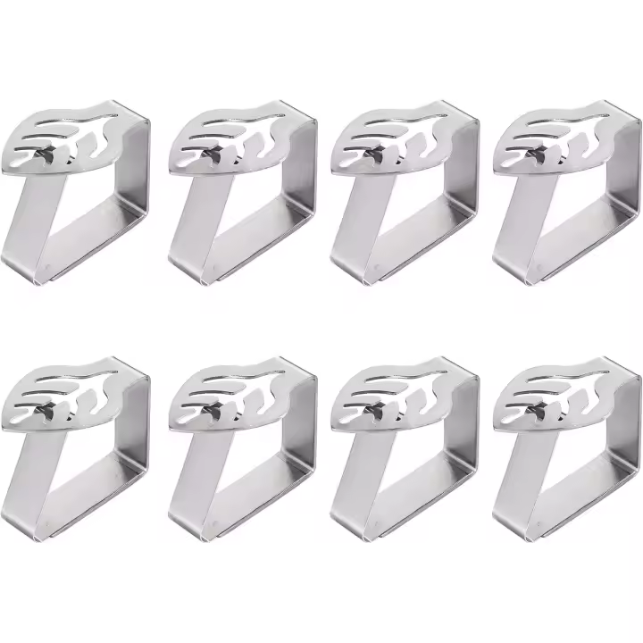8 piezas de acero inoxidable mantel Clips hoja forma ajustable mantel clip titular para al aire libre wedg picnic restaurante Hogar, Plata - 1