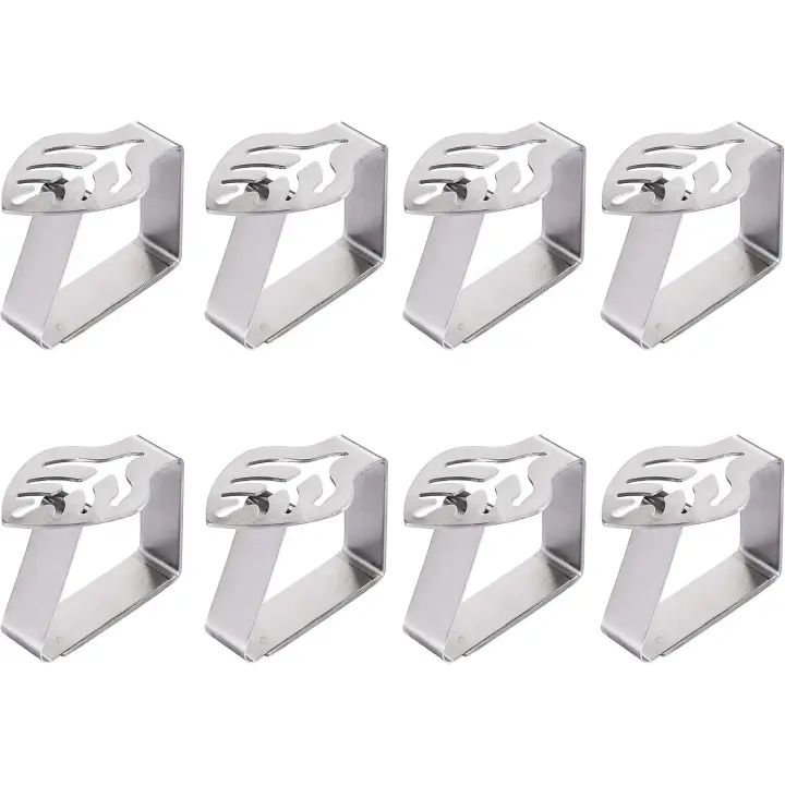 8 piezas de acero inoxidable mantel Clips hoja forma ajustable mantel clip titular para al aire libre wedg picnic restaurante Hogar, Plata - 1