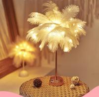 Lámpara de plumas, lámpara de mesa de plumas de avestruz, lámpara de pie, decoración de cabecera de lujo moderna, estilo retro - details 0