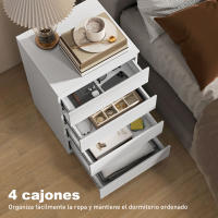 HOMCOM Cómoda Cajones con Cierre Suave, Cómoda Dormitorio, Cajonera para Salón, Oficina, Estilo Moderno, Blanco - details 3