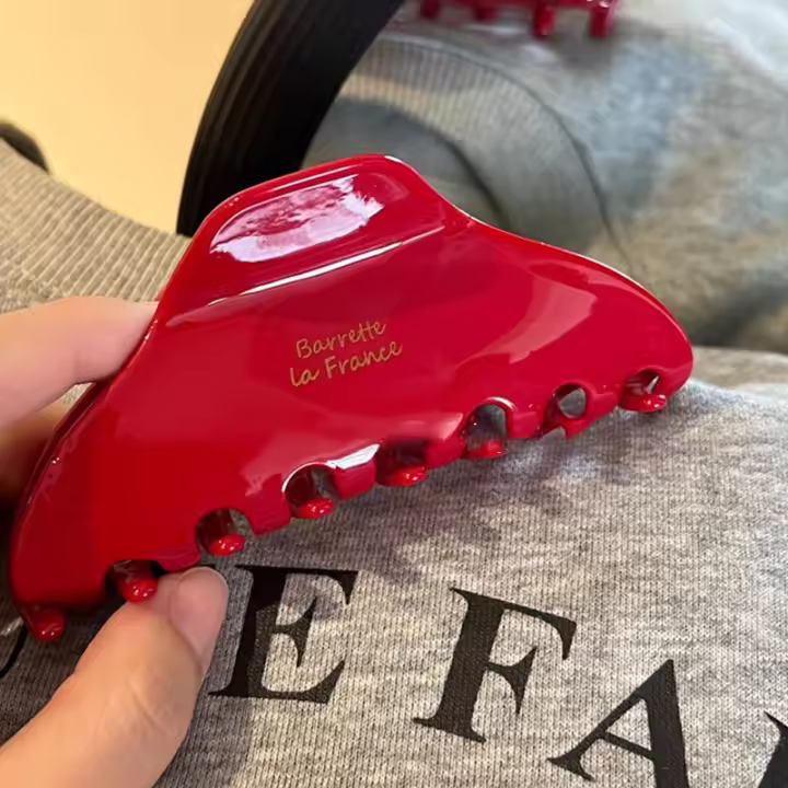 Pinza Para El Cabello De Alta Gama En Rojo Para Año Nuevo Con Diseño Geométrico Accesorio Para El Cabello De Mujer - 1