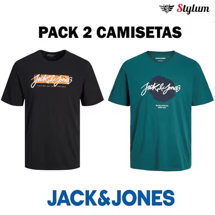 Jack & Jones Hombre Pack 2 Camisetas de Algodón NEW24 Serie JJTILEY Moda Casual Informal Ideal Primavera Verano REF 256774 - 1