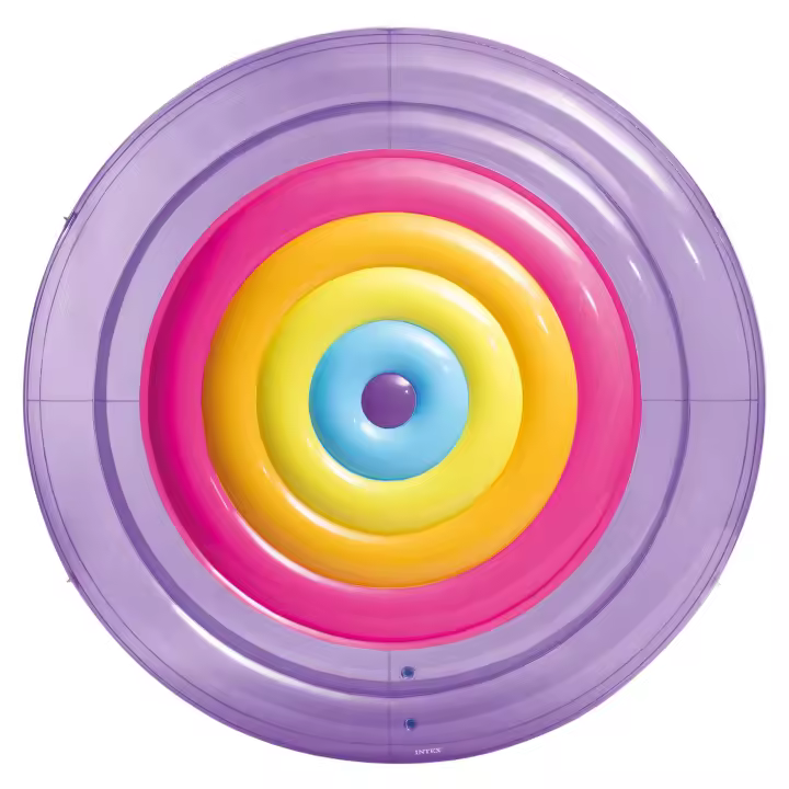 INTEX - Isla hinchable gigante, ?201 cm, Diseño arcoíris, Cuerda de agarre y 2 cámaras de aire, Incluye parche reparación, Flotador doble adulto, Colchonetas hinchables, Colchoneta piscina - 1