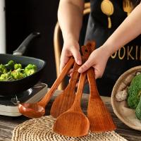 Juego De 4 Cucharas De Madera Con Mango Largo Espátula Para Arroz Y Sopa Cuchara De Cocina Ecológica Para La Cocina Del Hogar - details 0
