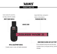 AOLIKES 1 Par De Correas De Agarre Para Gimnasio Y Fitness Soporte De Muñeca Para Levantamiento De Pesas Y Domínicos Uso En Ejercicios De Pull up - details 5