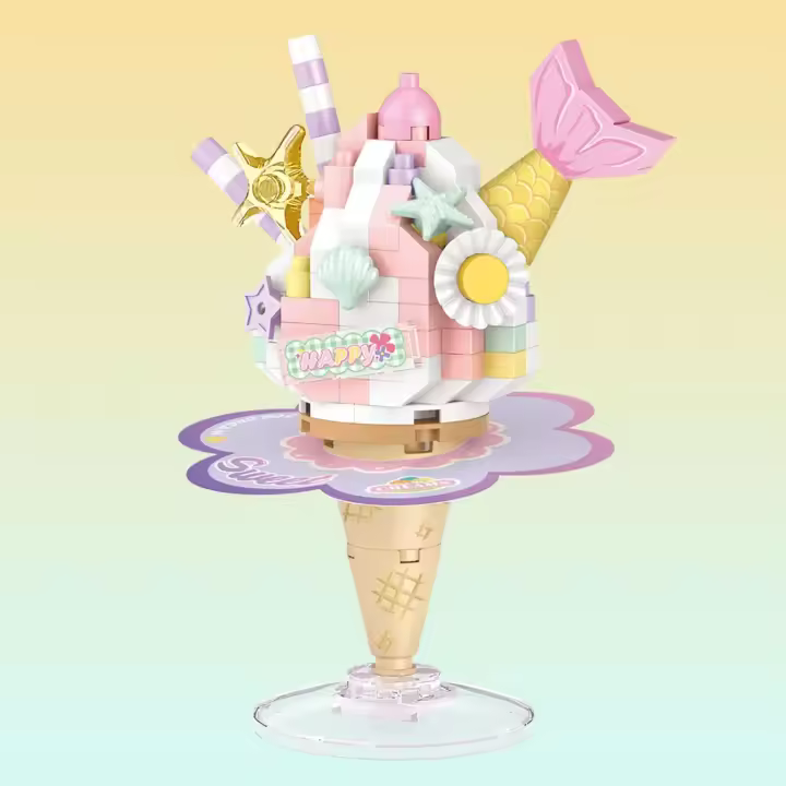 Decoración De Escritorio En Forma De Oso Helado Hamburguesa Bloques De Construcción Regalo De Cumpleaños Y Navidad Para Niños De 6 a 12 Años Material Plástico - 1