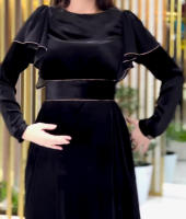 Vestido Largo Elegante Y Sencillo Para Mujer En Color Negro Slim Estilo Cumpleaños Otoño Con Manga Larga Y Corte Bodycon - details 6