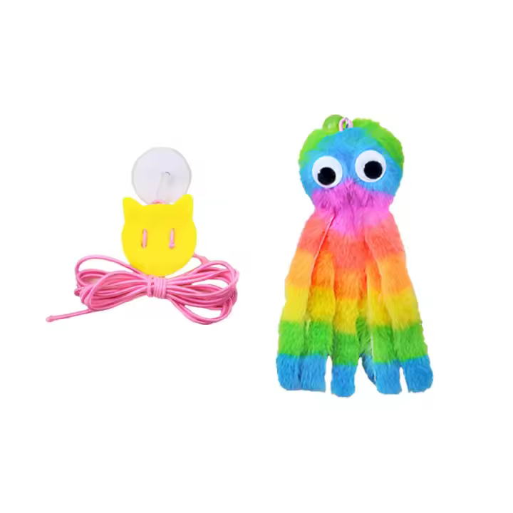 Juguete Para Gatos Colgante De Puerta Octopus De Peluche Atractivo Para Morder Con Ventosa Interactivo Para Gatos Jóvenes Y Adultos Suministros Para Mascotas - 1