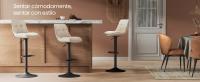 VASAGLE Juego de 2 Taburetes de Bar, Sillas Altas Giratorias Regulables en Altura, Sillas de Cocina con Respaldo y Reposapiés, Comedor, Mostrador, Acero, Blanco Crema - details 0