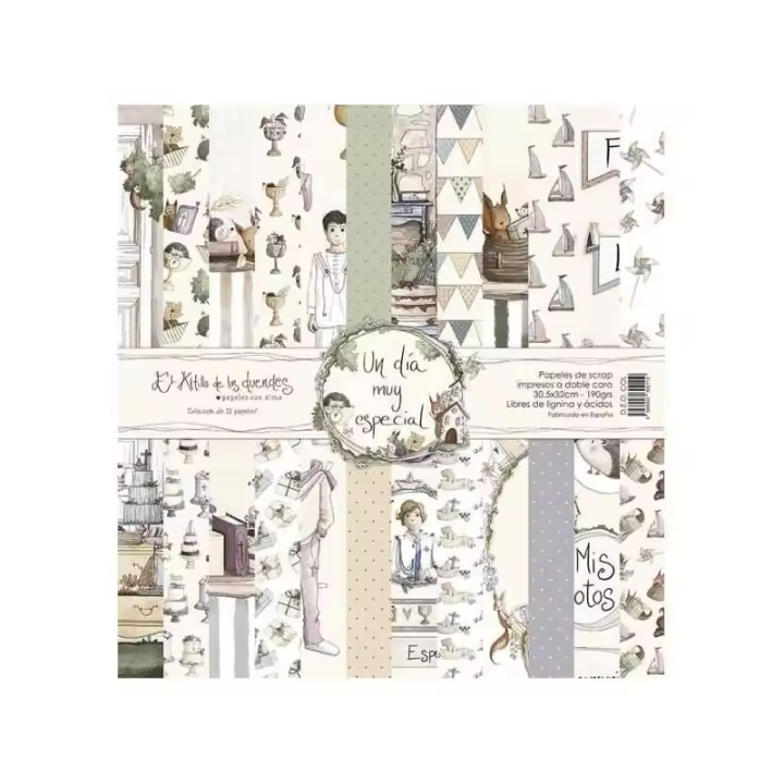 EL ALTILLO DE LOS DUENDES SET 12 PAPELES UN DIA MUY ESPECIAL 12X12 COMUNION - 1