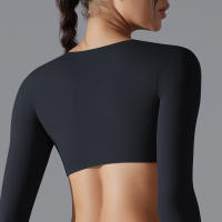 Yoga manga larga ajustado Sexy transpirable secado rápido deporte sujetador gimnasio Push Up a prueba de golpes alta intensidad Pilates ropa mujeres - details 20