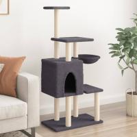 vidaXL Rascador para Gatos con Postes de Sisal Torre Gatitos 131 cm Color Crema,  Gris claro,  Gris oscuro y mas - details 2