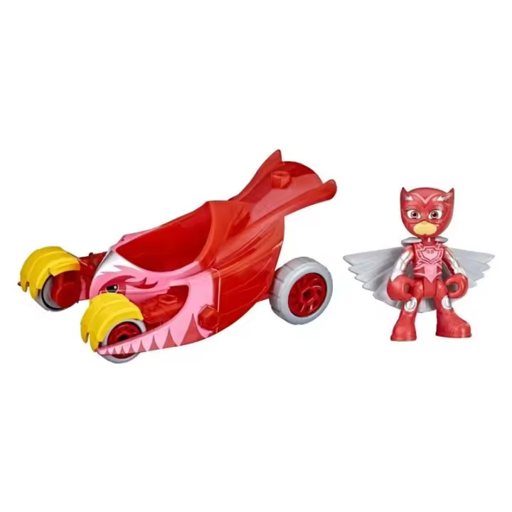 Figura articulada yoyo Masks Animal Power Owl Glider con vehículo rojo - 1
