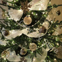 Cinta De Decoración Para Navidad 26cm 10 Yardas Dorada Y Plateada Mesh Para Arbol De Navidad Regalo De Boda DIY Xmas Tree Ribbon - details 11