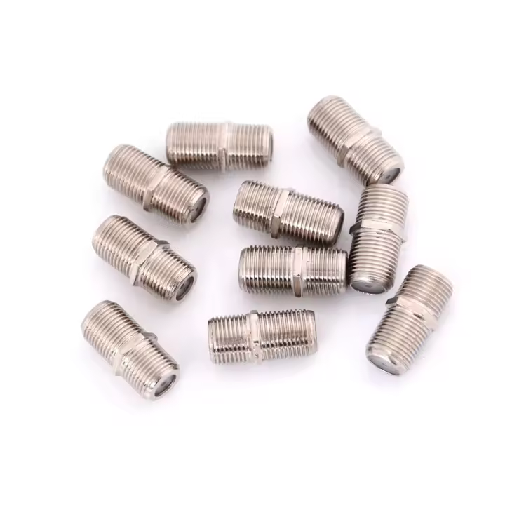 10pcs/Pack Conector F De Aleación De Aluminio Juntador De Tubos Femenino Adaptador De Barra Para Satélite/Cable TV RG6 Coaxial - 1